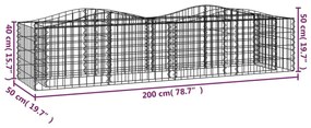 Συρματοκιβώτιο Τοξωτό 200x50x50 εκ. από Γαλβανισμένο Σίδερο - Ασήμι