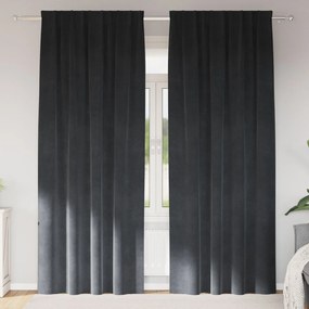 Curtains Blackout vidaXL με ταινία 2 τεμάχια Ανοιχτό Γκρι Βελούδο