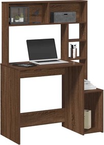 vidaXL Γραφείο με Ράφια Καφέ Δρυς 100x45x140 εκ. από Τεχνητό Ξύλο