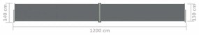 Σκίαστρο Πλαϊνό Συρόμενο Ανθρακί 140 x 1200 εκ. - Ανθρακί