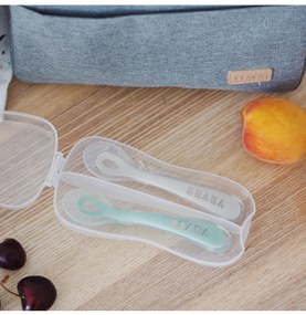 Béaba Κουτάλια σιλικόνης 2 stage (2 τεμ) velvet grey/sage green