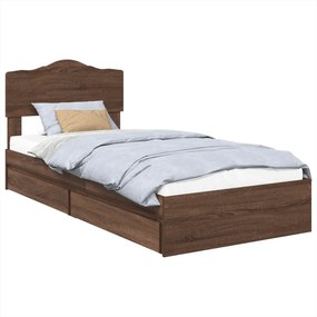 vidaXL Κρεβάτι Αποθήκης Καφέ δρυς 70 x 190 cm Επεξεργασμένο ξύλο