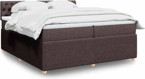 vidaXL Κρεβάτι Boxspring με Στρώμα Σκούρο Καφέ 200x200 εκ. Υφασμάτινο