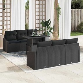 vidaXL Σετ Καναπέ Κήπου με μαξιλάρι 7 pcs Μαύρο 100 x 55 x 73 εκ