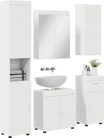 vidaXL Σετ Επίπλων Μπάνιου με συρτάρι TULUM Λευκό Επεξεργασμένο ξύλο