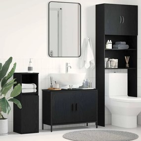 vidaXL Νιπτήρας Μπάνιου Μαύρο Δρυς 80x30x60 εκ Επεξεργασμένο Ξύλο