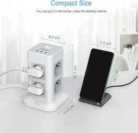 ΠΟΛΎΜΠΡΙΖΑ TOWER SURGE PROTECTOR TESSAN 11 IN 1 TPS03-DE-C