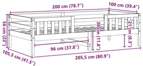 ΠΛΑΙΣΙΟ ΚΡΕΒΑΤΙΟΥ 100 X 200 ΕΚ. ΑΠΟ ΜΑΣΙΦ ΞΥΛΟ ΠΕΥΚΟΥ 846970