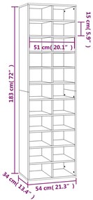 vidaXL Παπουτσοθήκη Καφέ Δρυς 54 x 34 x 183 εκ. από Επεξεργασμένο Ξύλο