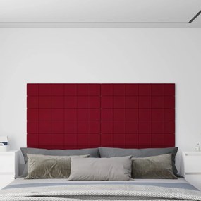 Πάνελ Τοίχου 12 τεμ. μπορντό 90x15 εκ. 1,62 μ² Βελούδινα - Κόκκινο