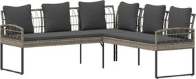 vidaXL Σέτ καναπέ κήπου με μαξιλάρι 2 pcs Γκρι Πολυ-ρακί και Χάλυβας
