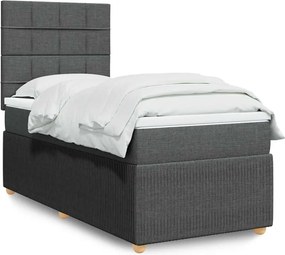 vidaXL Κρεβάτι Boxspring με Στρώμα Σκούρο Γκρι 90x190 εκ. Υφασμάτινο