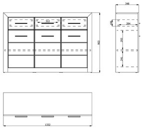 Κομότα - Μπουφές Etna 3K3F Grey Oak - Λευκή Λάκα 133x35x90.5 εκ. 133x35x90.5 εκ.