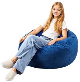VEVOR 3 feet Round Bean Bag Chair with Removable Cover &amp; Dutch Velvet Blue