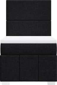 vidaXL Κρεβάτι Boxspring με Στρώμα Μαύρο 80 x 200 εκ. Υφασμάτινο