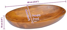 vidaXL Νιπτήρας 60 x 40 x 10 εκ. από Μασίφ Ξύλο Teak