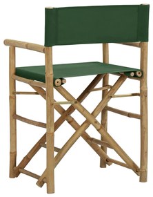 vidaXL Καρέκλες Σκηνοθέτη Πτυσσόμενες 2 τεμ. Πράσινες Μπαμπού / Ύφασμα