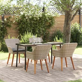 vidaXL Σετ τραπεζαρίας 5 pcs Ανοιχτό γκρι Πολυ ράταν