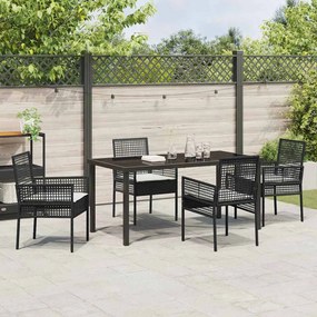 vidaXL Σέτ φαγητού για κήπο με μαξιλάρι 5 pcs Μαύρο Πολυ ράταν