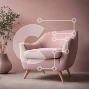 Intra Συλλεκτικό Ξύλινο Παζλ Plywood 4mm - Ροζ καρέκλα με ξύλινα πόδια στη γωνία του δωματίου Σε Ξύλινο Κουτί - Διαστάσεις Puzzle: 10x10 cm – 25 κομμάτια