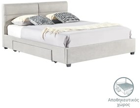Intrahome Κρεβάτι διπλό Anay Intrahome με συρτάρι ύφασμα γκρι 160x200εκ | SKU: INTRAPA-380111115