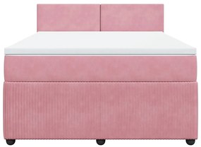 vidaXL Κρεβάτι Boxspring με Στρώμα Ροζ 140x200 εκ. Βελούδινο