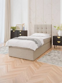 Επενδυμένο Κρεβάτι Luanda Single-Καφέ Ανοιχτό-90x200