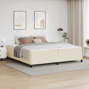 vidaXL Σκελετός Κρεβατιού με στρώμα Κρεμ 200 x 200 cm ύφασμα