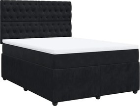 vidaXL Κρεβάτι Boxspring με Στρώμα Μαύρο 140x190 εκ. Βελούδινο