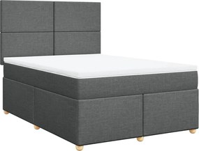 vidaXL Κρεβάτι Boxspring με Στρώμα Σκούρο Γκρι 140x200 εκ Υφασμάτινο