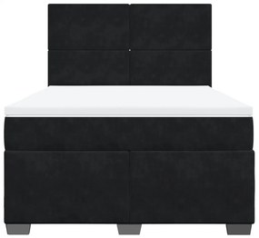 Κρεβάτι Boxspring με Στρώμα Μαύρο 140x200 εκ. Βελούδινο - Μαύρο