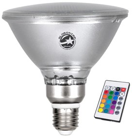 GloboStar® 60233 Λάμπα LED E27 PAR38 Κήπου Σκληρού Υάλου 18W 1200lm 60° AC 220-240V IP65 Φ12 x Υ13cm - Εναλλαγή Φωτισμού μέσω Τηλεχειριστηρίου - Πολύχρωμο RGB - 3 Years Warranty