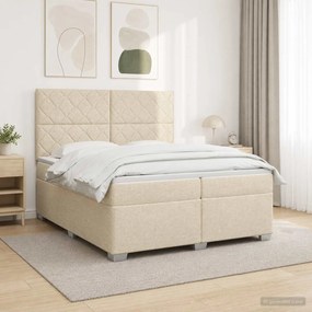 vidaXL Κρεβάτι box spring με στρώμα Κρεμ 200 x 200 cm Ύφασμα