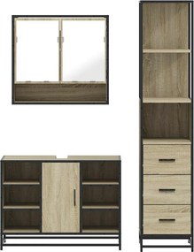 vidaXL Σετ Επίπλων Μπάνιου 3 Τεμαχίων Sonoma Δρυς Επεξεργασμένο Ξύλο