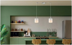 Φωτιστικό Οροφής SE21-NM-4-NM2-SH1 ADEPT TUBE Nickel Matt Pendant White Fabric Shade+ - 51W - 100W - 77-8417