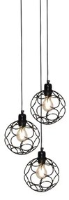 Κρεμαστό Φωτιστικό Οροφής 3xE27 Vintage Aline Homelighting -77-4063-Μαύρο 77-4063