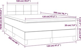 vidaXL Κρεβάτι Boxspring με Στρώμα Κρεμ 120x200 εκ. Υφασμάτινο