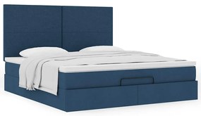 vidaXL Οθωμανικό κρεβάτι με στρώμα μπλε 180x200cm ύφασμα
