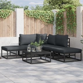 vidaXL Σετ Καναπέ Κήπου 6 pcs Μαύρο 70 x 70 x 32 εκ Αλουμίνιο
