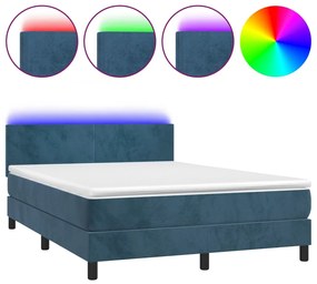 ΚΡΕΒΑΤΙ BOXSPRING ΜΕ ΣΤΡΩΜΑ &amp; LED ΣΚ. ΜΠΛΕ 140X190ΕΚ. ΒΕΛΟΥΔΙΝΟ 3134283