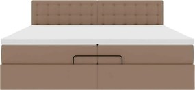 VidaXL Οθωμανικό κρεβάτι με στρώματα & LEDs Cappuccino Faux Leather