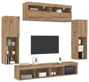 vidaXL Σετ τοίχου για τηλεόραση 6 pcs artisan δρυς 30.5 x 30 x 102 εκ