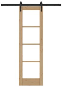 vidaXL Συρόμενη Πόρτα Καφέ 61 x 198.5 εκ. Ξύλο και μέταλλο