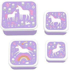A Little Lovely Company Σετ 4 Δοχεία Φαγητού Lunch And Snack Box - Unicorn Dreams SBSEUD73