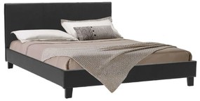 Κρεβάτι Nevil Pu Χρώμα Μαύρο Ματ Με Ανατομικές Τάβλες 212X156X87Cm 006-000015 Διπλό Ξύλο,Τεχνόδερμα
