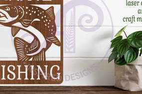 Intra απο ξύλο plywood  Χρώμα wenge 3mm-4mm πάχος - Επιγραφή Gone Fishing Wall Art, . Δίασταση 40x50 cm INTRAFABR-119420921