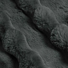 vidaXL Ψεύτικη κουβέρτα από κουνέλι Olite 4 pcs Σκούρο Γκρι