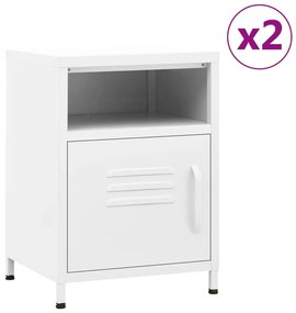 vidaXL Κομοδίνα 2 τεμ. Λευκά 35 x 35 x 51 εκ. Ατσάλινα