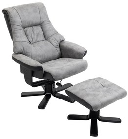 HOMCOM Πολυθρόνα Relax με υποπόδιο, περιστρεφόμενη 360°, ανακλινόμενη 135°, αναπνέον κάλυμμα, 78 x 82,5 x 109 εκ., γκρι