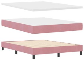 vidaXL Κρεβάτι με Ελατήρια και Στρώμα Μαύρο 100x200 εκ. Βελούδο Ροζ